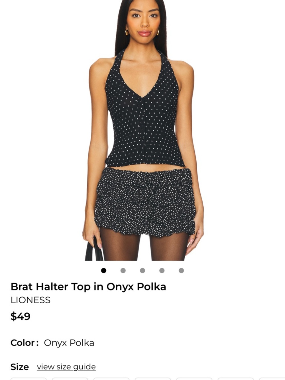 Lioness Brat Halter Top in Onyx Polka Dot
